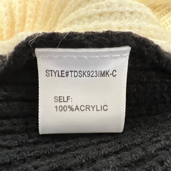 Dee Elly Womens Cut Out Sweater Long Sleeve Black/Ivory Colorblock Size Small - Picture 9 of 9